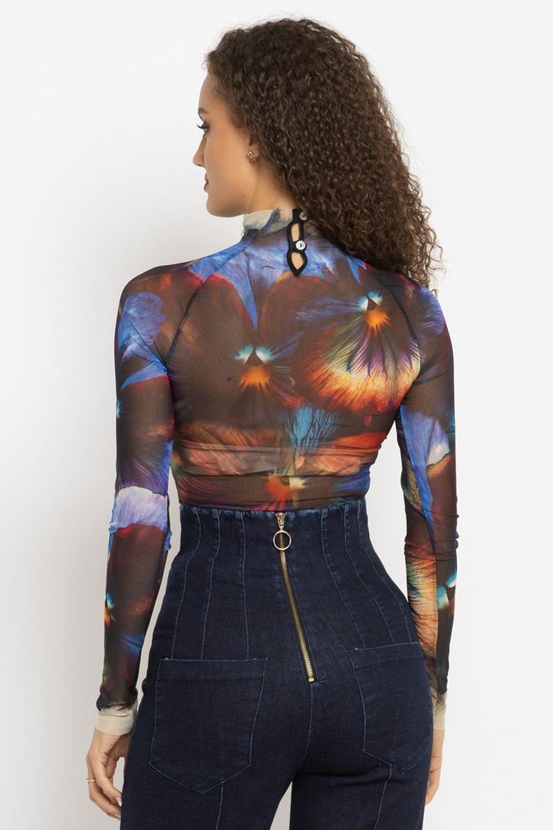 LONG SLEEVE MESH BODYSUIT - VIOLET JIORO БОДИ ОТ МРЕЖА С ДЪЛЪГ РЪКАВ - VIOLET JIORO