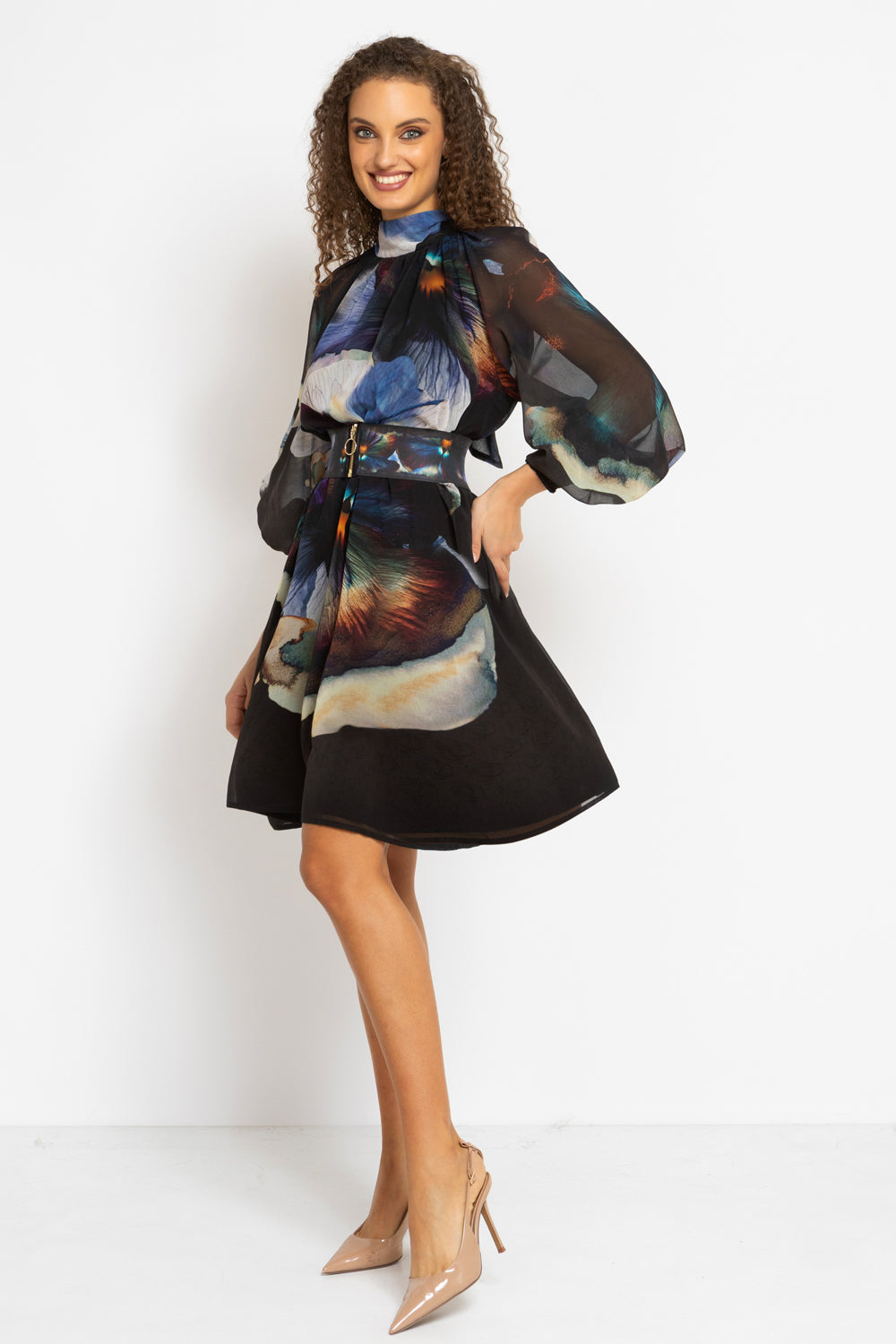 СВОБОДНА РОКЛЯ  ОТ ФРЕНСКИ ШИФОН С РЕГЛАН РЪКАВ И ВРЪЗКА НА ГЪРБА - VIOLET