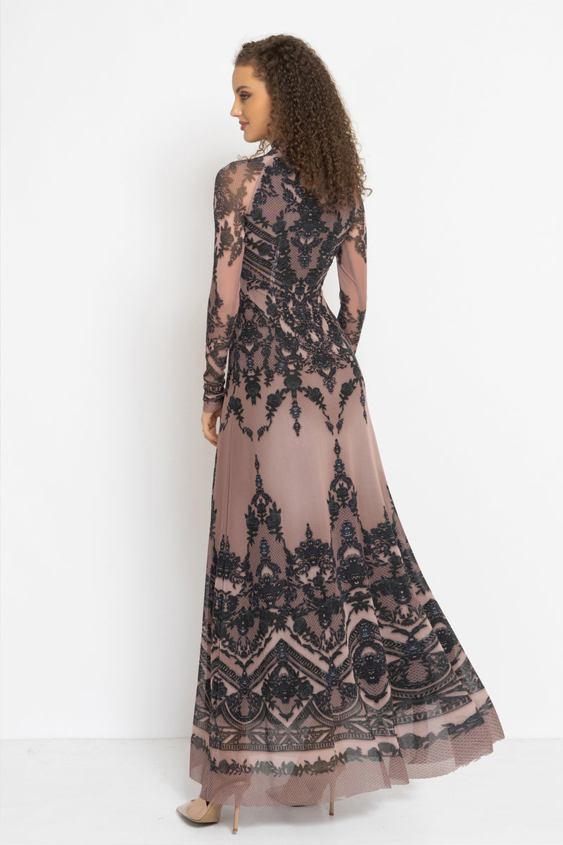 LONG FINE NET DRESS - GRAFFITI POWDER JIORO ДЪЛГА РОКЛЯ ОТ ФИНА МРЕЖА - GRAFFITI POWDER JIORO