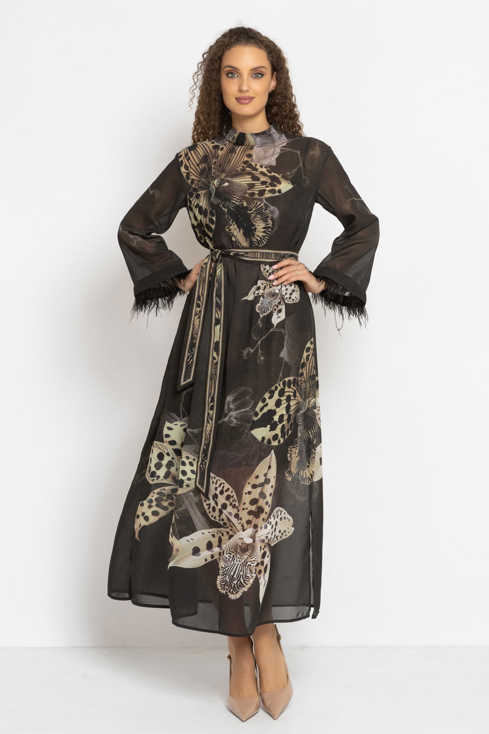 РОКЛЯ КАФТАН ОТ ФРЕНСКИ ШИФОН - LEO ORCHID