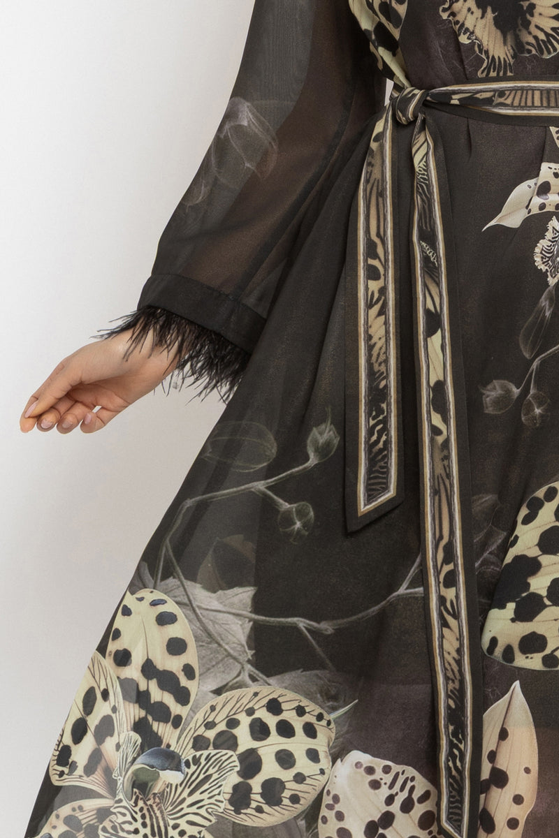 FRENCH CHIFFON CAFTAN DRESS - LEO ORCHID JIORO РОКЛЯ КАФТАН ОТ ФРЕНСКИ ШИФОН - LEO ORCHID JIORO