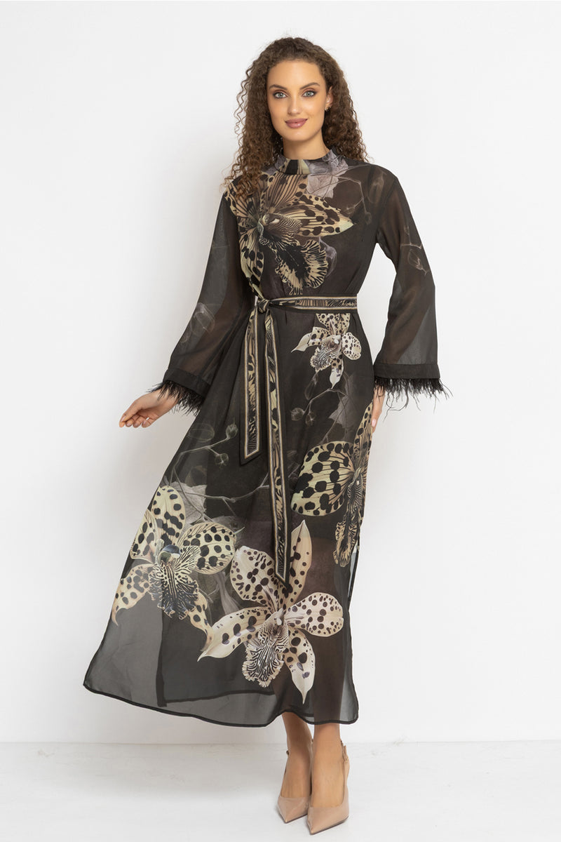 FRENCH CHIFFON CAFTAN DRESS - LEO ORCHID JIORO РОКЛЯ КАФТАН ОТ ФРЕНСКИ ШИФОН - LEO ORCHID JIORO
