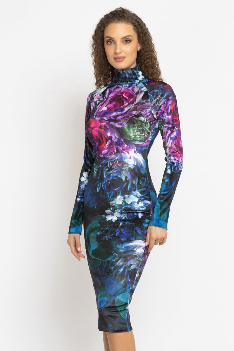 LONG SLEEVES VELVET DRESS - PEONIES JIORO ВТАЛЕНА РОКЛЯ ОТ КАДИФЕ - PEONIES JIORO