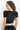 VELVET BLOUSE WITH PUFF SLEEVES AND V-NECKLINE IN BLACK - ESSENTIALS JIORO БЛУЗА ОТ КАДИФЕ С НАБРАН КЪС РЪКАВ И V ДЕКОЛТЕ В ЧЕРНО - ESSENTIALS JIORO