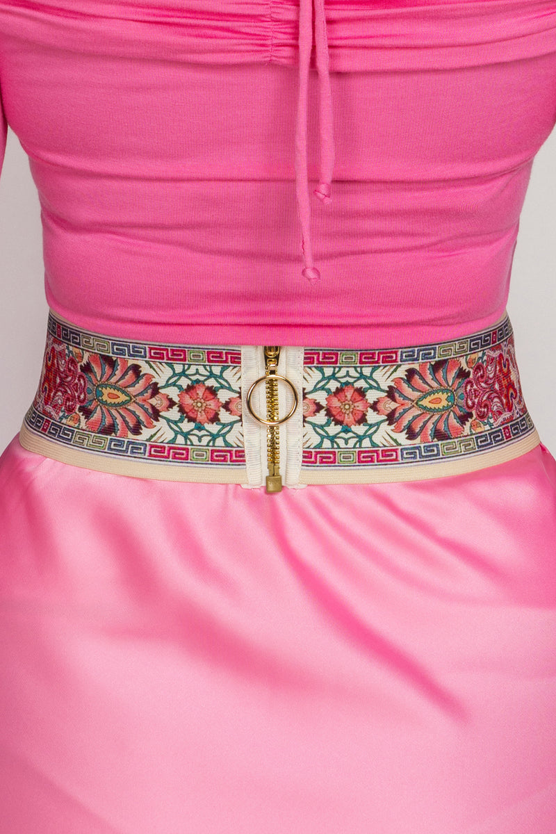 ЕЛАСТИЧЕН ШИРОК КОЛАН С КАТАРАМА - PAISLEY RED