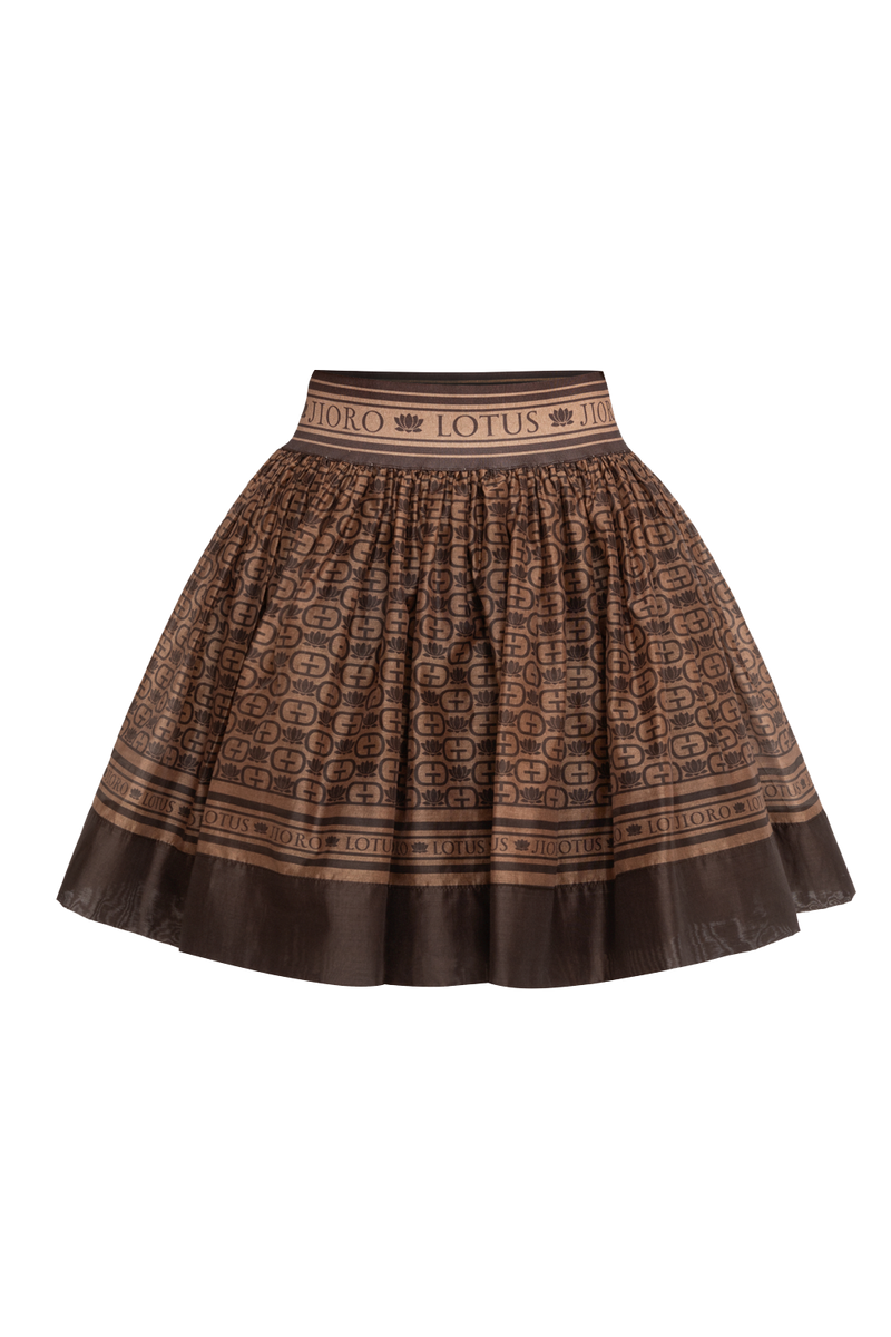 LYOCELL CUPRO MINI SKIRT - MOCHA MOUSSE LOGO JIORO МИНИ ПОЛА ОТ ЛИОСЕЛ – MOCHA MOUSSE LOGO JIORO