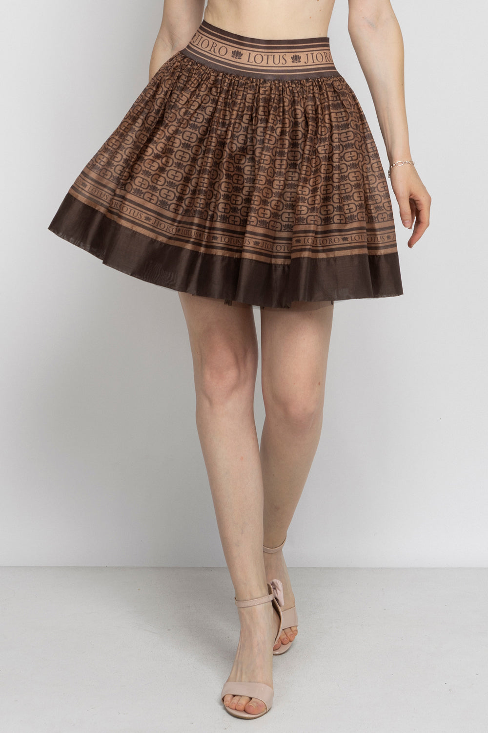 LYOCELL CUPRO MINI SKIRT - MOCHA MOUSSE LOGO