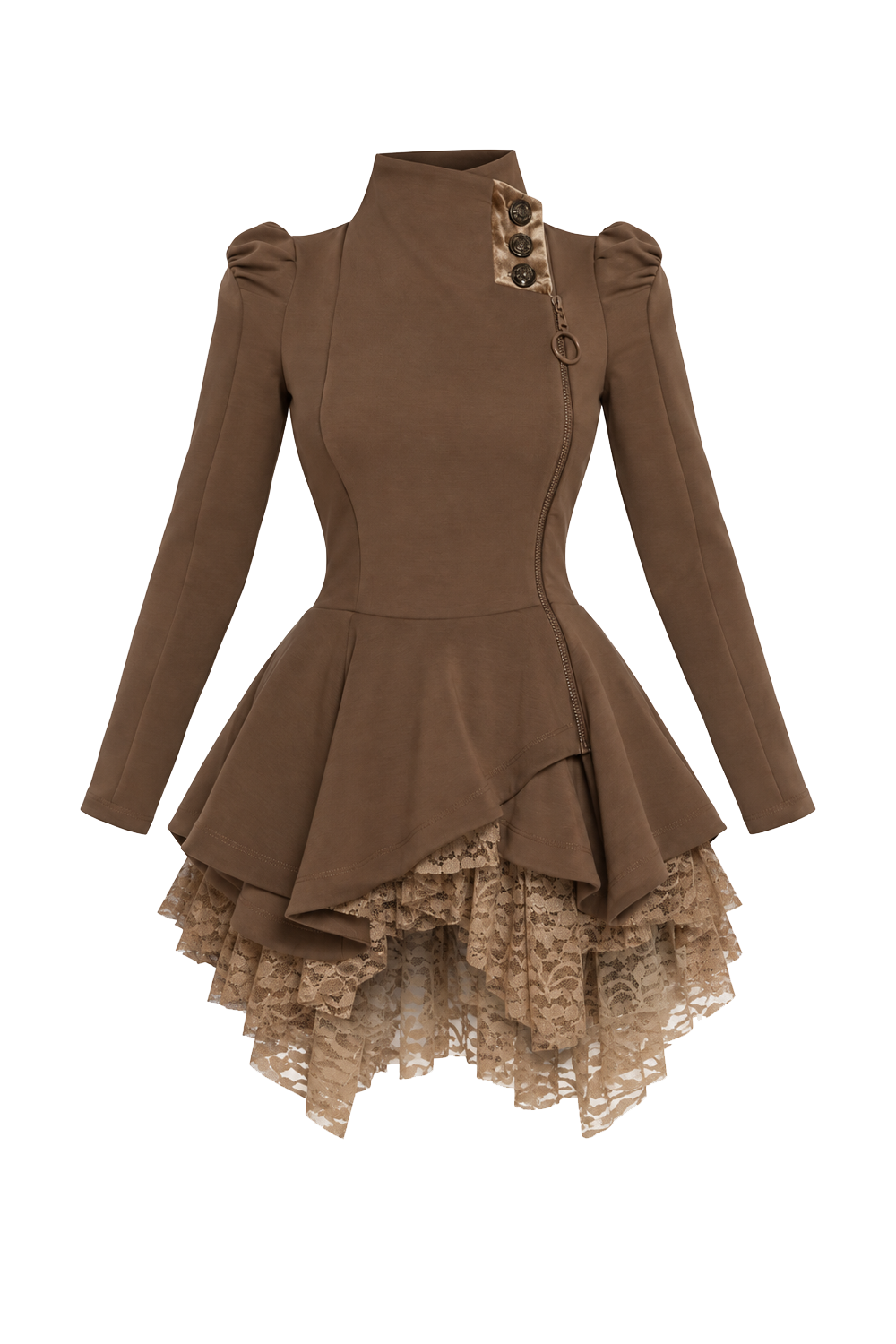 ASYMMETRIC MODAL PEPLUM BLAZER IN MOCHA  - ESSENTIALS