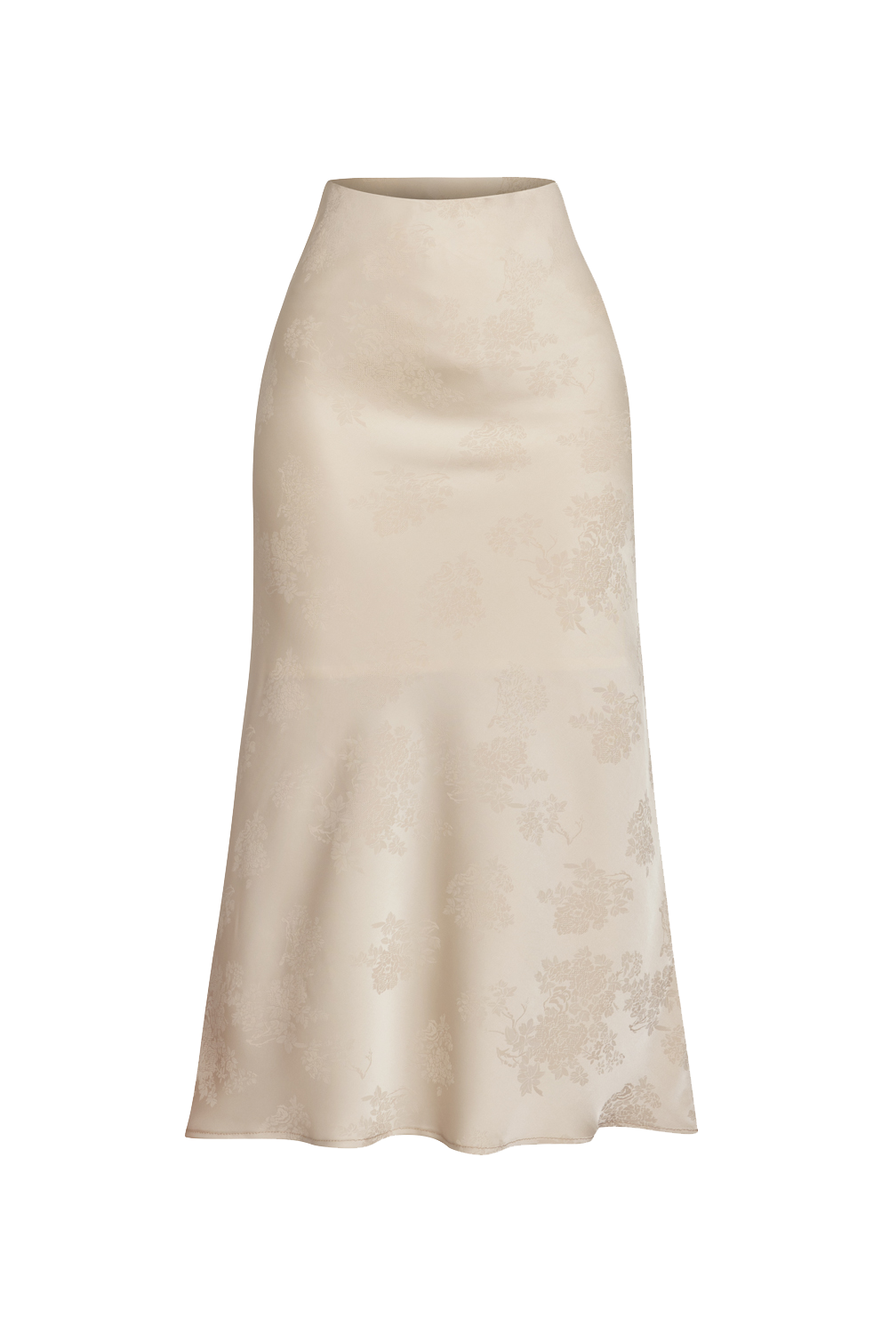 BEIGE SATIN SKIRT - ESSENTIALS JIORO  САТЕНЕНА МИДИ ПОЛА В БЕЖОВО - ESSENTIALS JIORO