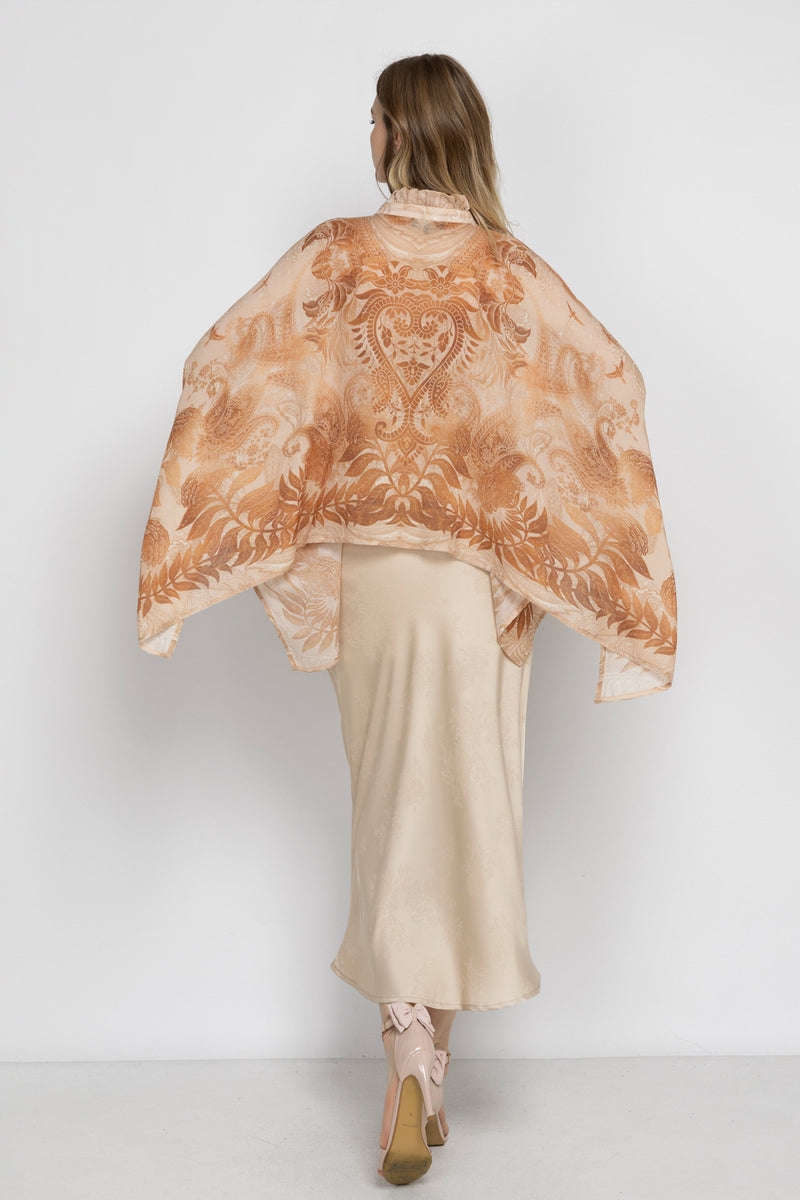 BEIGE SATIN SKIRT - ESSENTIALS JIORO  САТЕНЕНА МИДИ ПОЛА В БЕЖОВО - ESSENTIALS JIORO