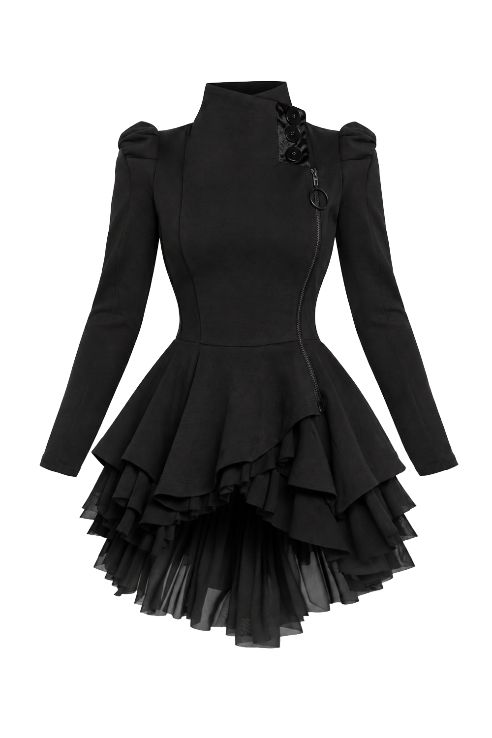 ASYMMETRIC MODAL PEPLUM BLAZER IN BLACK - ESSENTIALS