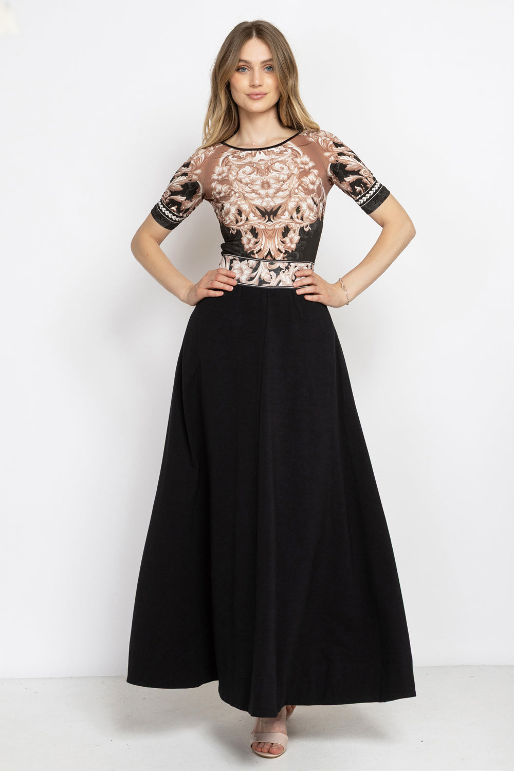 LONG BLACK COTTON A-LINE SKIRT - ESSENTIALS