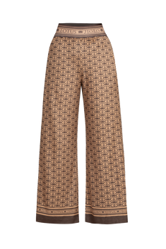 SIGNATURE WIDE-LEG VELVET PANTS - MOCHA MOUSSE LOGO