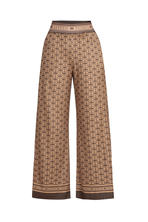 SIGNATURE WIDE-LEG VELVET PANTS - MOCHA MOUSSE LOGO JIORO ШИРОК ПЛЮШЕН ПАНТАЛОН - MOCHA MOUSSE LOGO JIORO