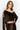 TRUFFLE RELAXED V-NECK VELVET TOP WITH MOCHA MOUSSE LOGO TRIM - ESSENTIALS