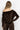TRUFFLE RELAXED V-NECK VELVET TOP WITH MOCHA MOUSSE LOGO TRIM - ESSENTIALS