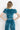 DUSTY TEAL V-NECK VELVET TOP WITH PUFF SLEEVES SHADES OF BLUE TRIM- ESSENTIALS JIORO БЛУЗА ОТ КАДИФЕ В ЦВЯТ ТИЙЛ С V-ДЕКОЛТЕ И НАБРАНИ РЪКАВИ SHADES OF BLUE - ESSENTIALS JIORO