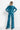 DUSTY TEAL RELAXED V-NECK VELVET TOP WITH SHADES OF BLUE PRINT TRIM - ESSENTIALS JIORO СВОБОДЕН ТОП ОТ КАДИФЕ В ЦВЯТ ТИЙЛ С КАНТ SHADES OF BLUE - ESSENTIALS JIORO