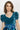 DUSTY TEAL V-NECK VELVET TOP WITH PUFF SLEEVES SHADES OF BLUE TRIM- ESSENTIALS JIORO БЛУЗА ОТ КАДИФЕ В ЦВЯТ ТИЙЛ С V-ДЕКОЛТЕ И НАБРАНИ РЪКАВИ SHADES OF BLUE - ESSENTIALS JIORO