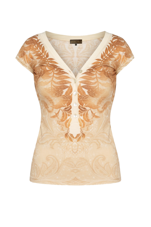V-NECK TOP WITH BUTTONS - SUNSET JIORO ТОП С V-ОБРАЗНО ДЕКОЛТЕ И КОПЧЕТА - SUNSET JIORO 