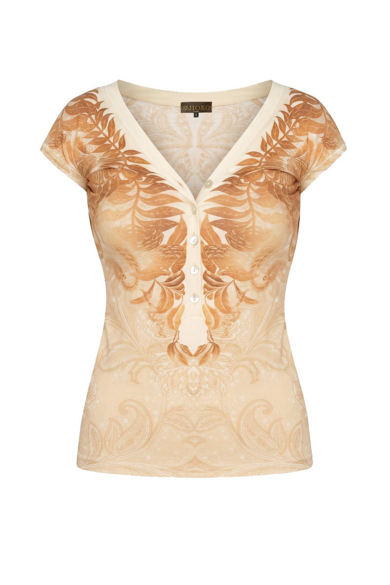 V-NECK TOP WITH BUTTONS - SUNSET JIORO ТОП С V-ОБРАЗНО ДЕКОЛТЕ И КОПЧЕТА - SUNSET JIORO 