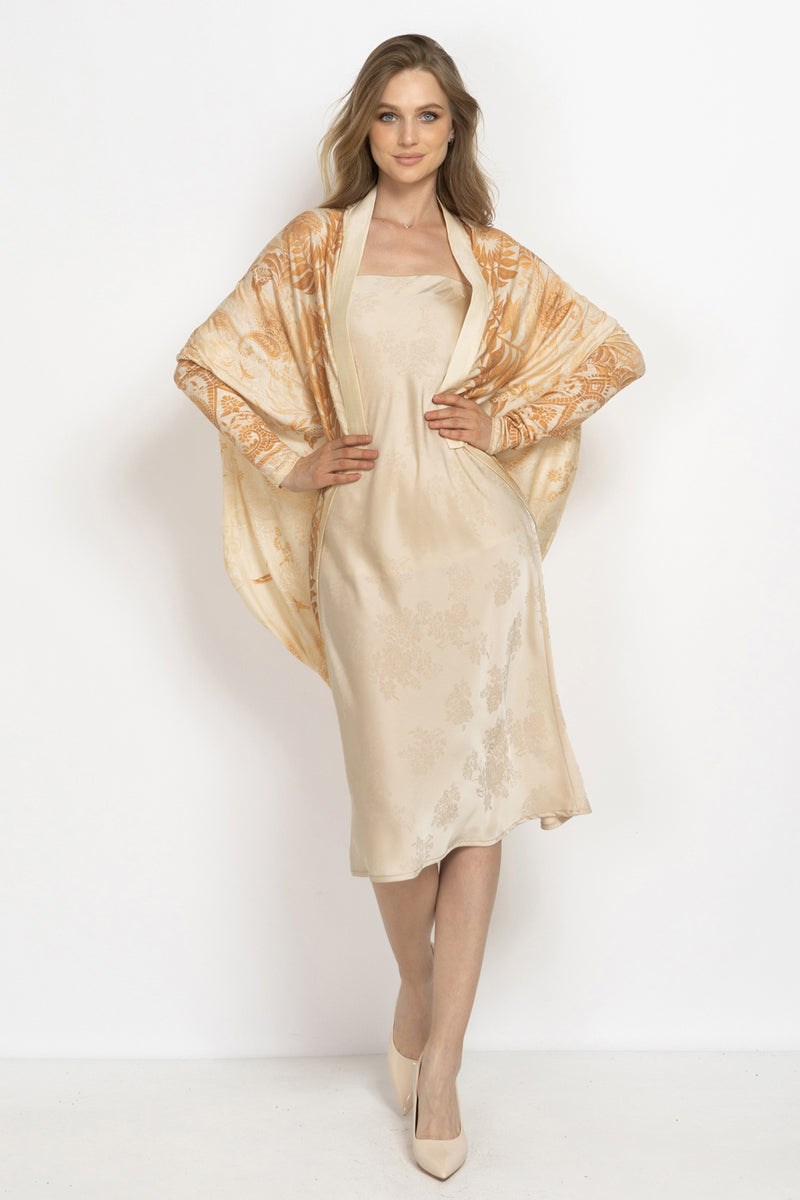 BEIGE SATIN SKIRT - ESSENTIALS JIORO  САТЕНЕНА МИДИ ПОЛА В БЕЖОВО - ESSENTIALS JIORO