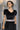 VELVET BLOUSE WITH PUFF SLEEVES AND V-NECKLINE IN BLACK - ESSENTIALS