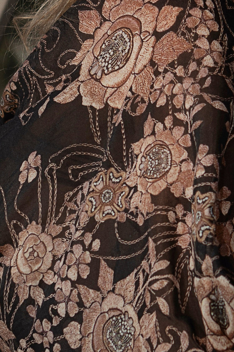 SILK COTTON KIMONO - GOLDEN ROSES