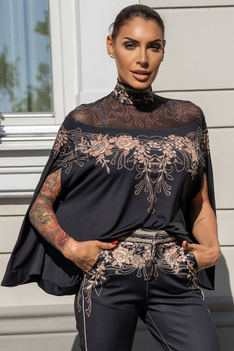 FREE BLOUSE - GOLDEN ROSES JIORO ШИРОКА ПРИЛЕП БЛУЗА С МРЕЖЕСТА ПЛАТКА - GOLDEN ROSES JIORO