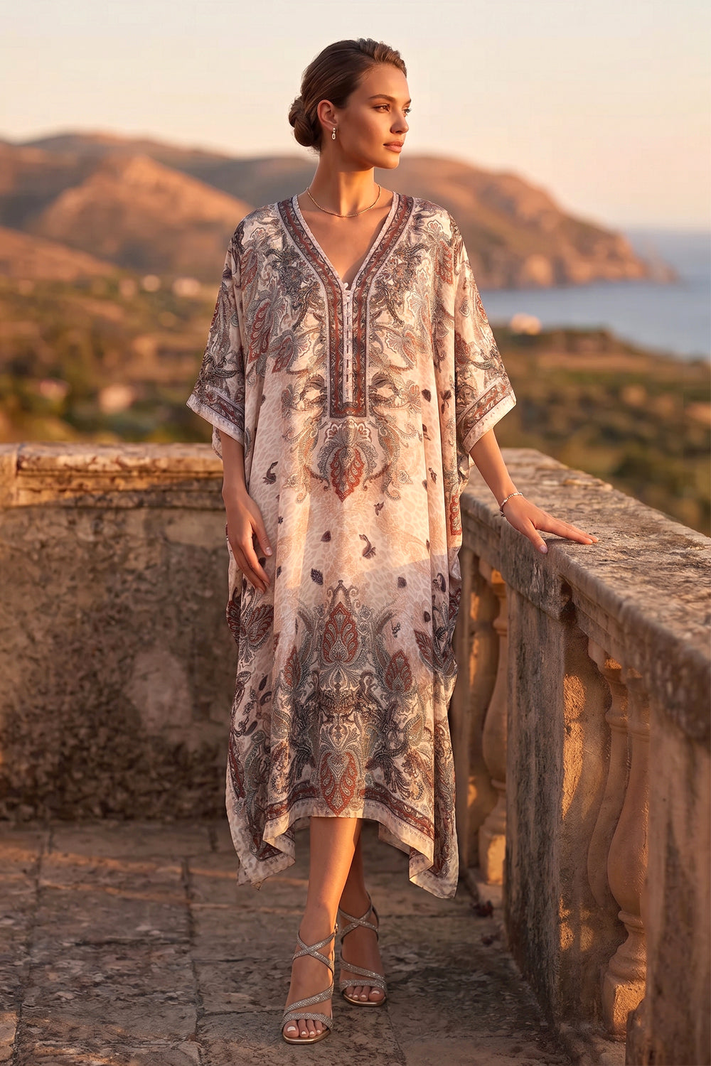 КАФТАН ОТ ВИСКОЗА - PAISLEY BEIGE
