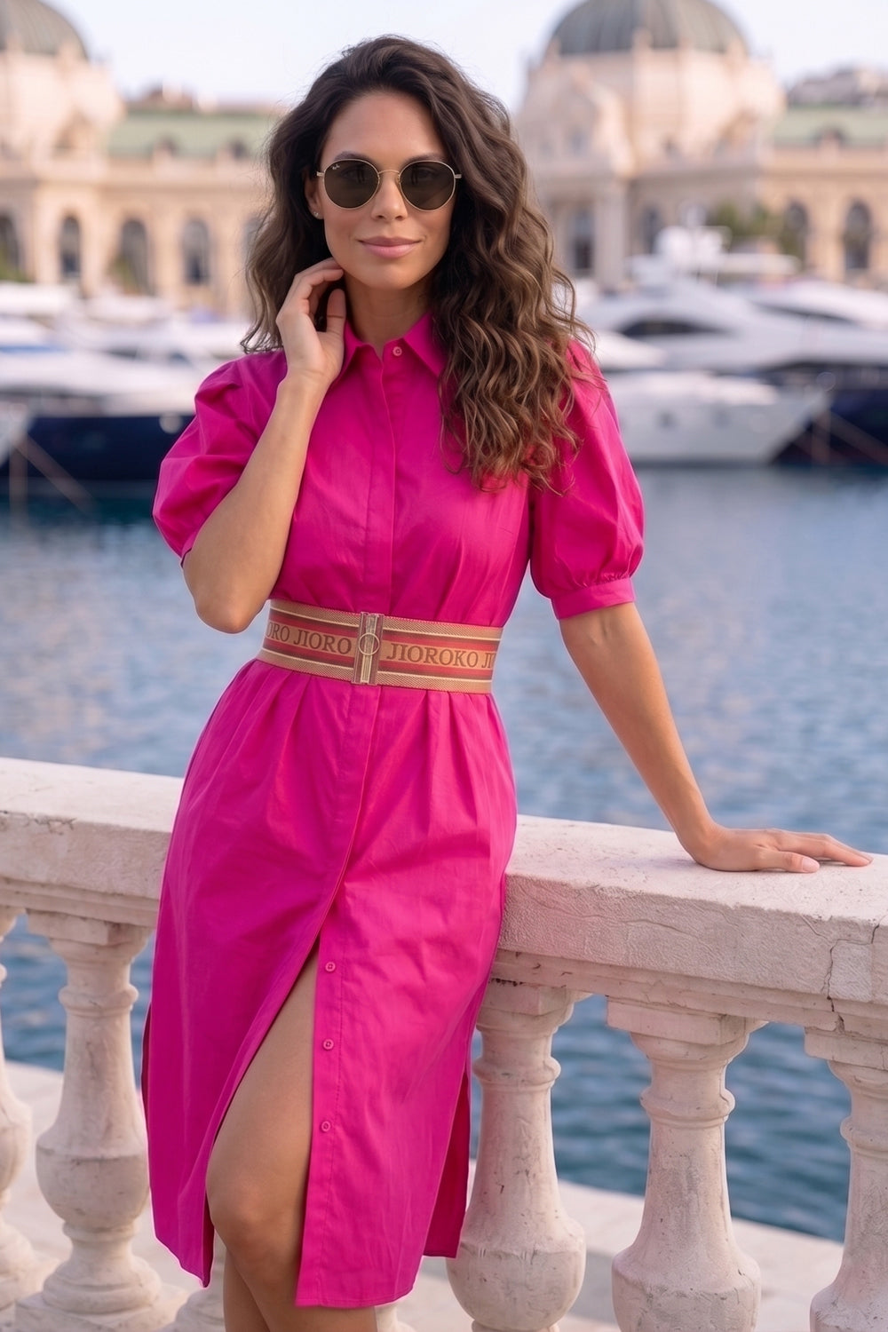 CYCLAMEN SHIRT COTTON POPLIN DRESS WITH OVAL HEM - ESSENTIALS