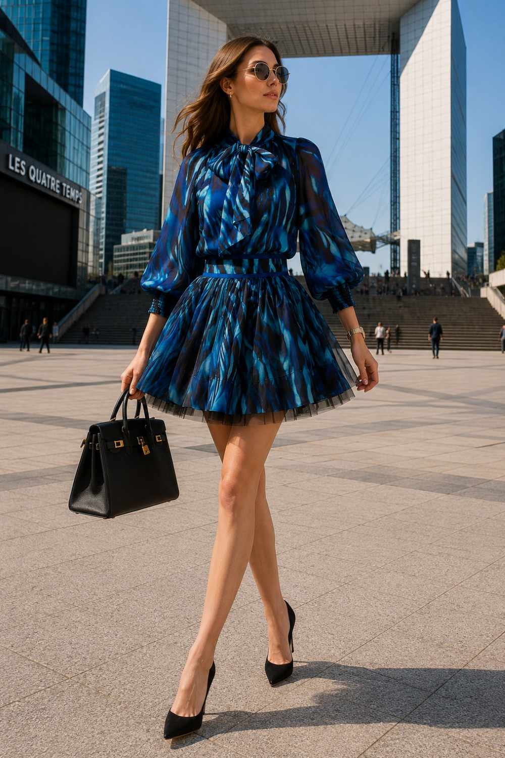 БОХЕМСКА РИЗА ОТ ШИФОН С БОГАТИ РЪКАВИ И ВРЪЗКА - SHADES OF BLUE
