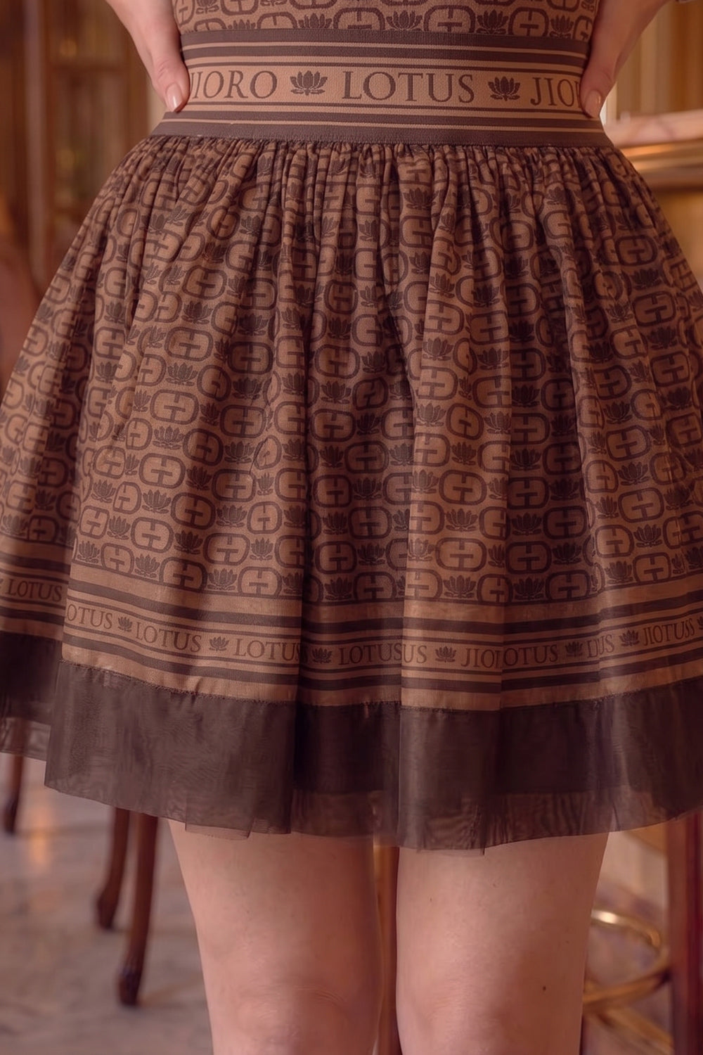 LYOCELL CUPRO MINI SKIRT - MOCHA MOUSSE LOGO