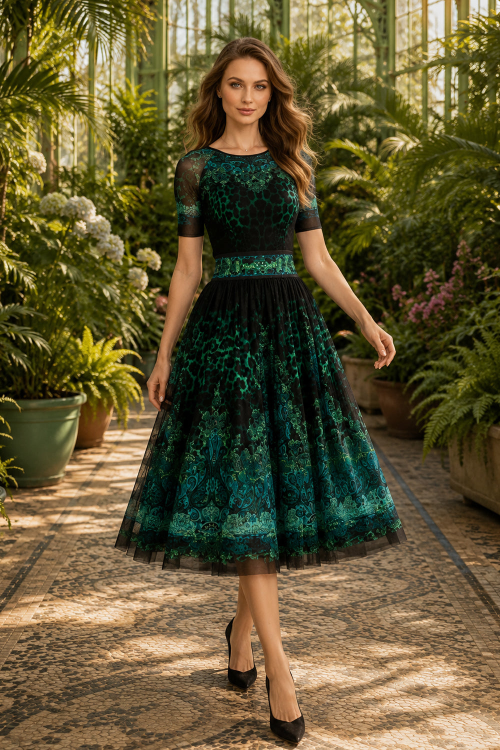 БОДИ ОТ МРЕЖА С ОБЛО ДЕКОЛТЕ И ПОДПЛАТА ОТ МОДАЛ - LEO NEON GREEN