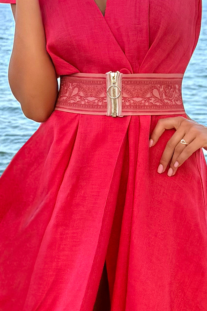 ЕЛАСТИЧЕН ШИРОК КОЛАН С ЦИП - BAROQUE CORAL