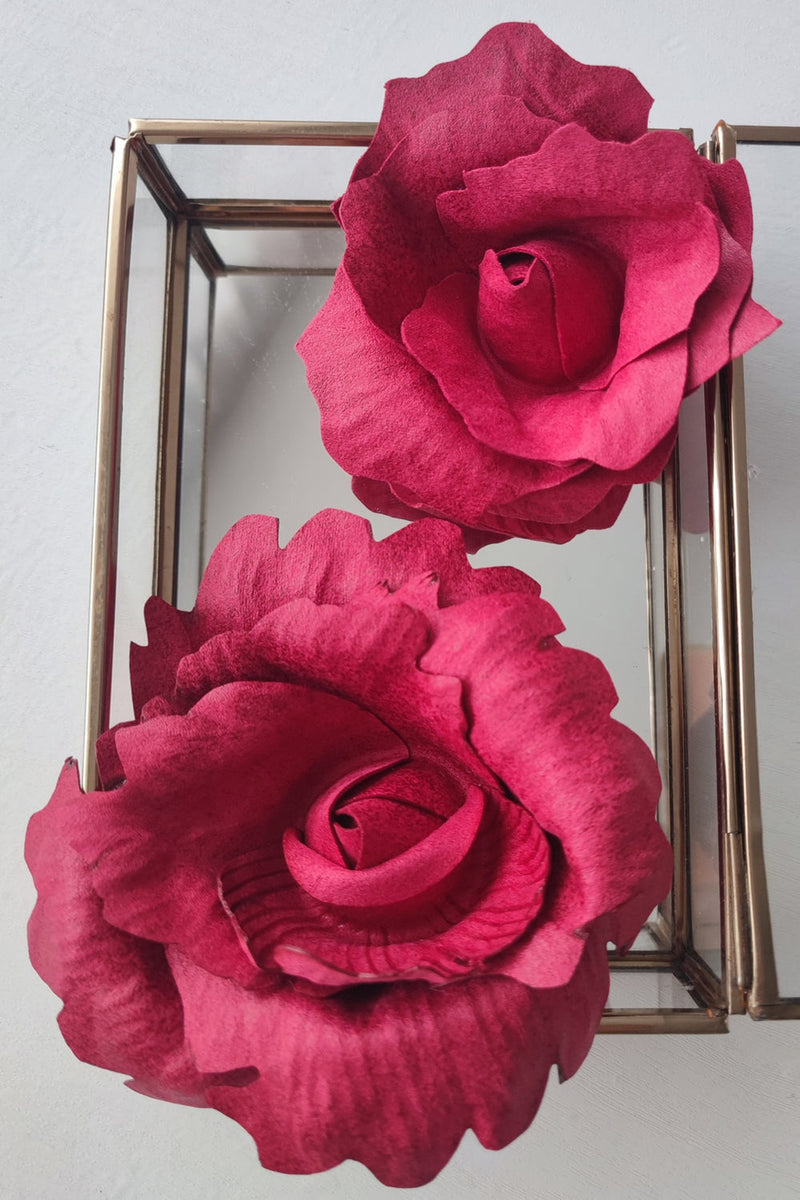 SMALL SUEDE-LOOK CYCLAMEN ROSE BROOCH