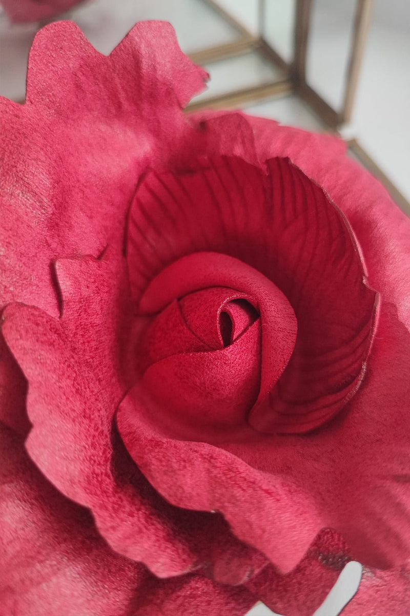 MEDIUM SUEDE-LOOK CYCLAMEN ROSE BROOCH