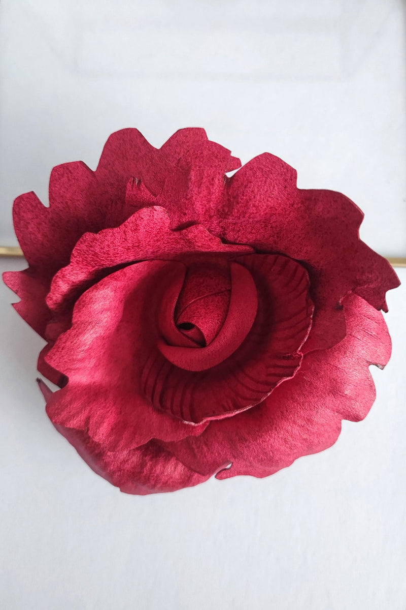 MEDIUM SUEDE-LOOK CYCLAMEN ROSE BROOCH