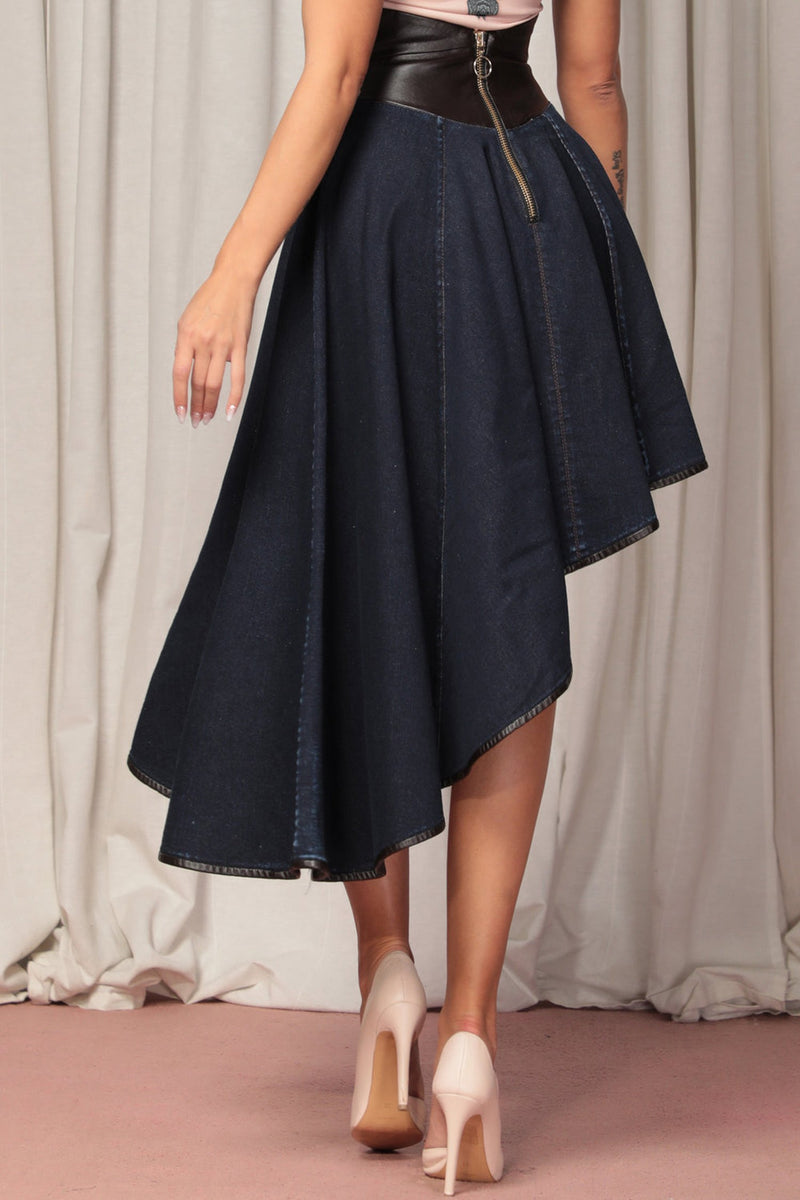 ASYMMETRIC DENIM SKIRT - ESSENTIALS JIORO АСИМЕТРИЧНА ПОЛА ОТ ДЕНИМ - ESSENTIALS JIORO