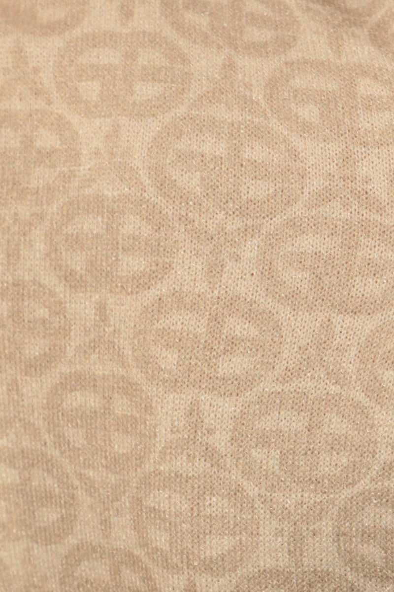 BLOUSE WITH GATHERED NECKLINE AND LOGO PRINT - IVORY LOGO COLLECTION JIORO БЛУЗА ОТ ФИНО ПЛЕТИВО - IVORY LOGO JIORO