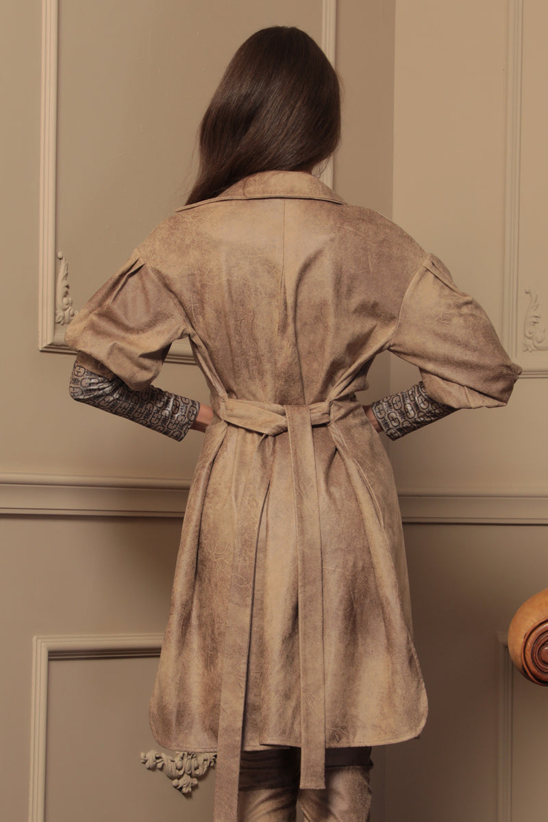 РИЗО-РОКЛЯ С ЕФЕКТ НА ВЕЛУР В ЦВЯТ КАПУЧИНО - ESSENTIALS
