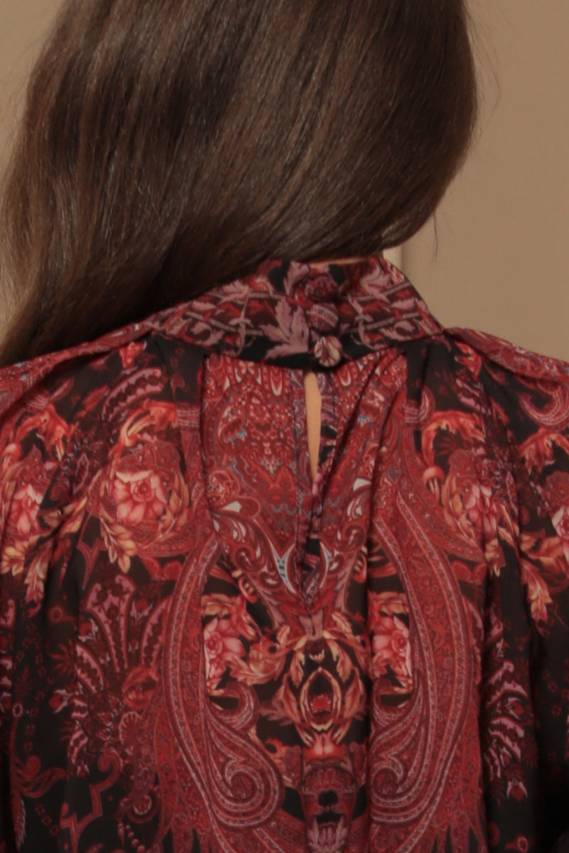SHIRT WITH STATEMENT SLEEVES - PAISLEY DARK JIORO РИЗА С БОГАТИ РЪКАВИ - PAISLEY DARK JIORO