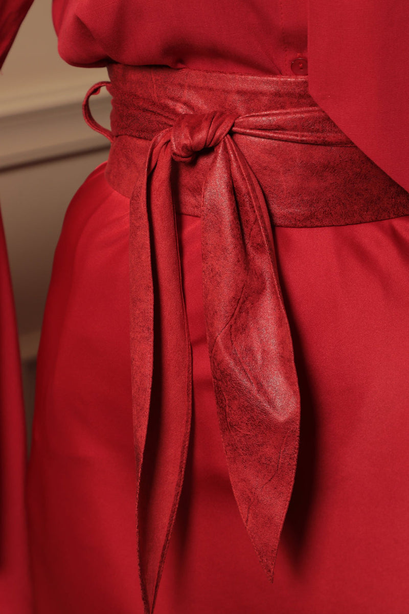 КОЛАН ОТ ВЕЛУР В ЧЕРВЕНО - ESSENTIALS