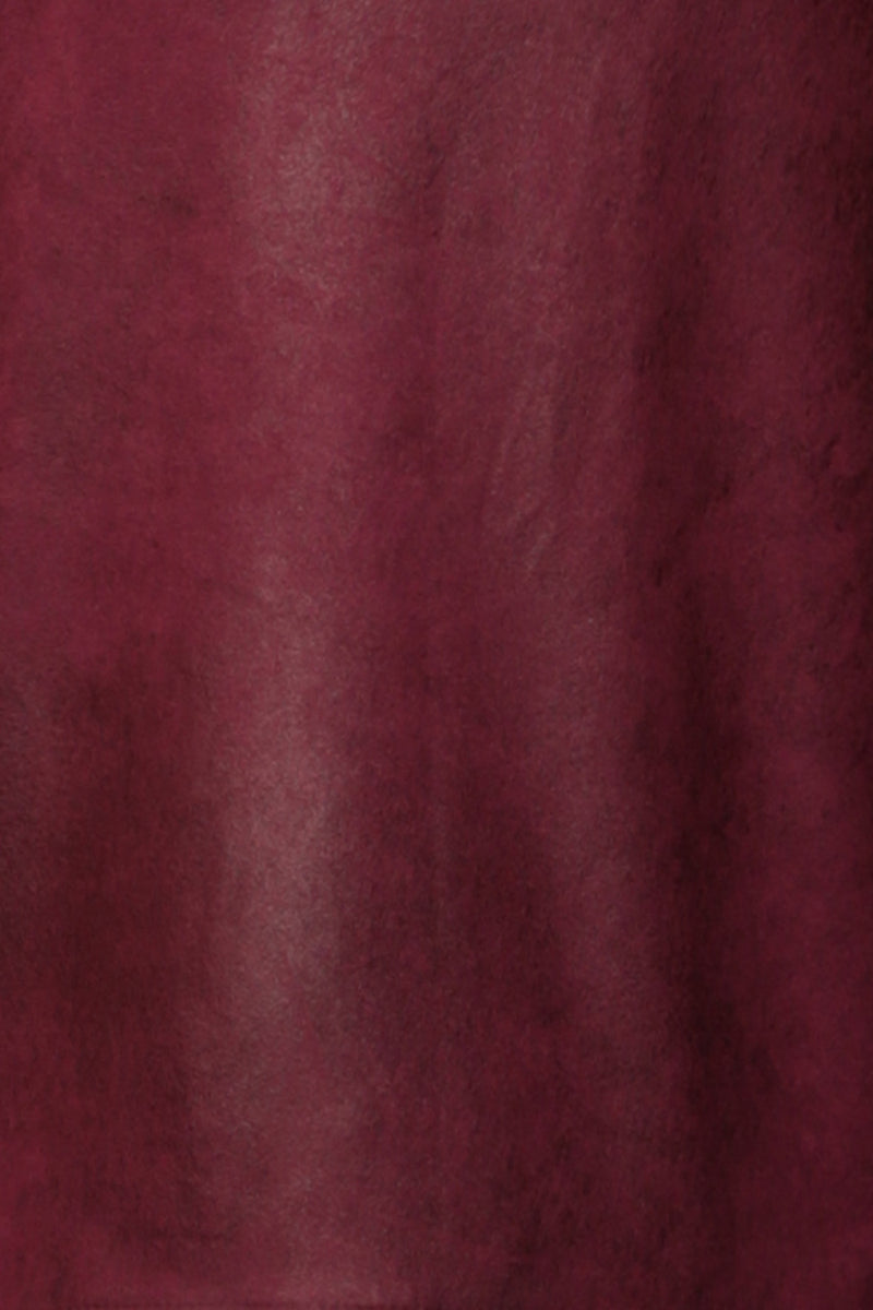 SUEDE-EFFECT BURGUNDY WRAP SKIRT - ESSENTIALS JIORO ПОЛА ОТ ВЕЛУР В ЦВЯТ БОРДО - ESSENTIALS JIORO
