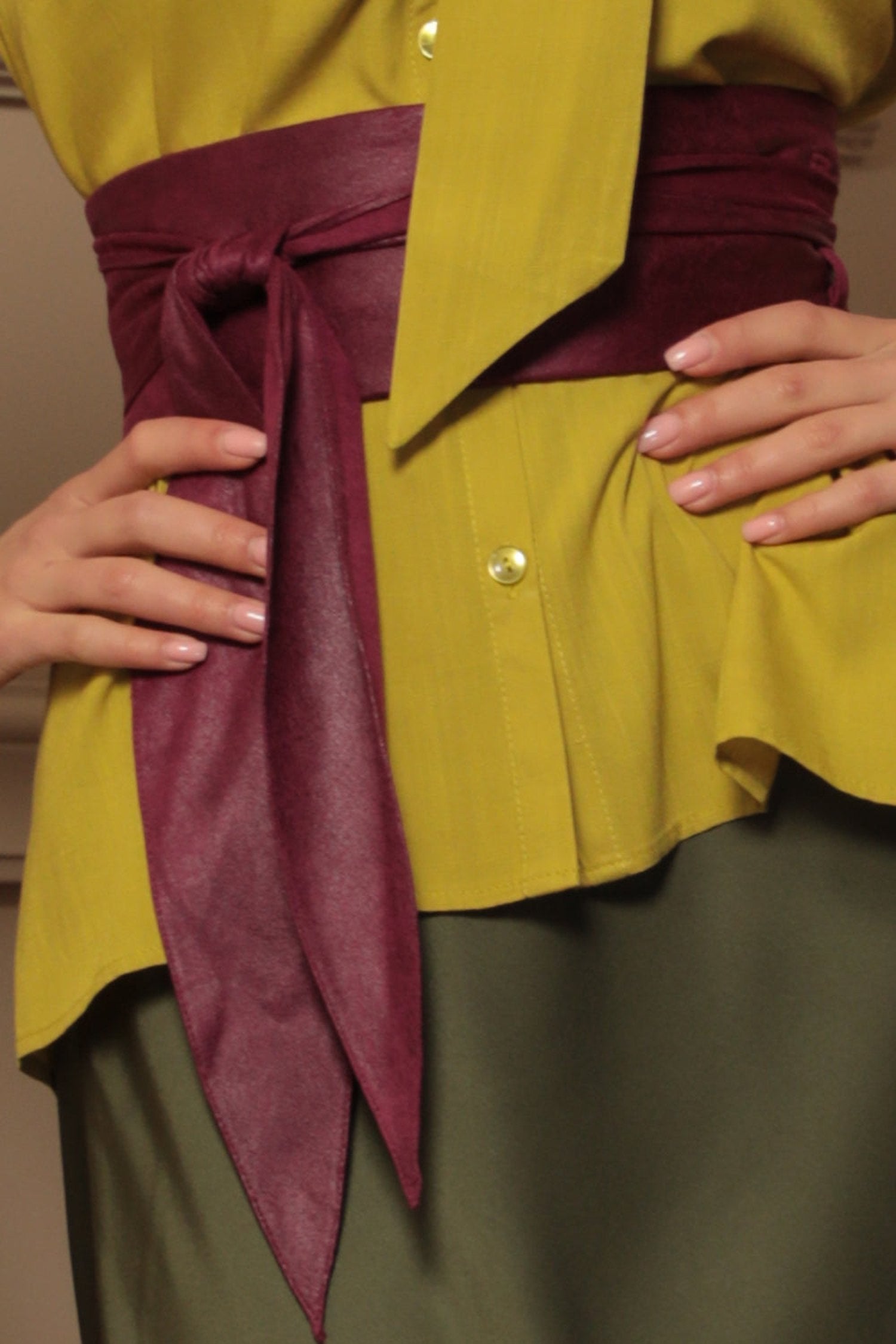 WRAP-STYLE BELT - SUEDE-LIKE IN BURGUNDY - ESSENTIALS