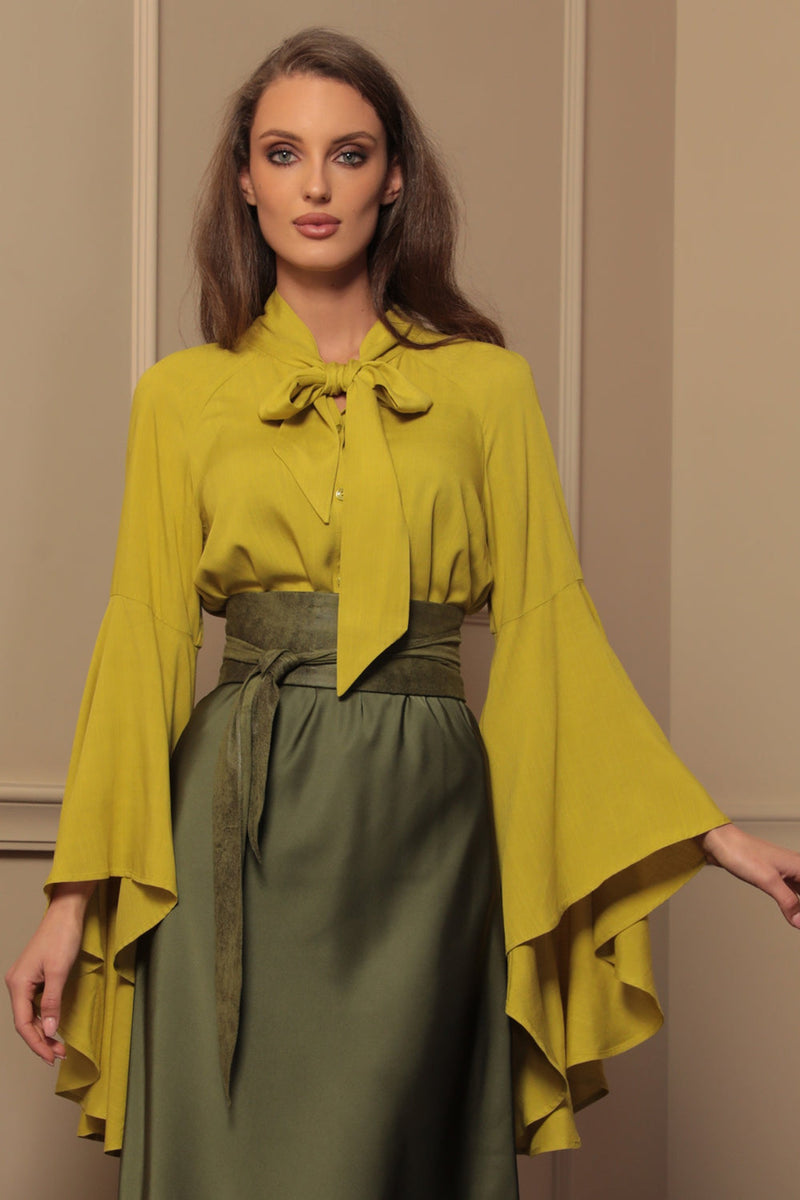 WRAP-STYLE BELT - SUEDE-LIKE IMITATION IN OLIVE GREEN - ESSENTIALS