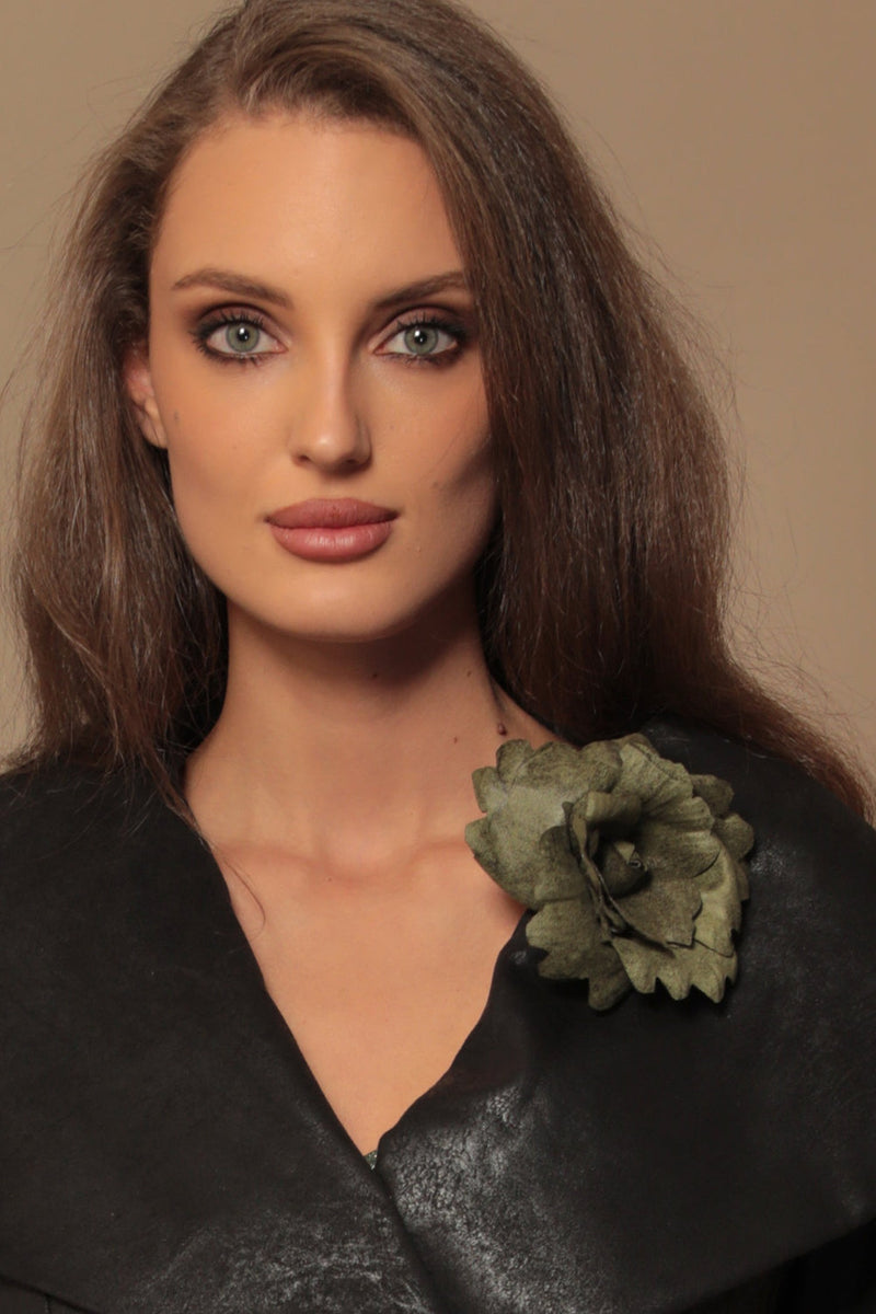 БЛЕЙЗЕР С ШАЛ ЯКА  ОТ ВЕЛУР В ЧЕРНО - ESSENTIALS