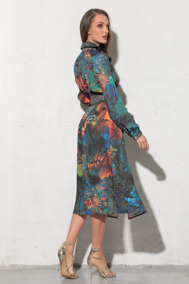 VISCOSE SHIRT DRESS WITH DETACHABLE BELT - AMAZONIA JIORO РИЗО-РОКЛЯ ОТ ВИСКОЗА С ПОДВИЖЕН КОЛАН - AMAZONIA JIORO