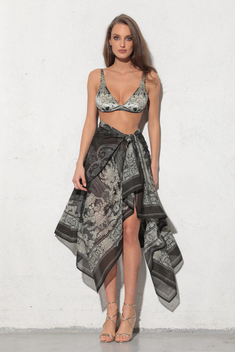 SILK VISKOSE SET OF PAREO AND SCARF - FROZEN LOTUS