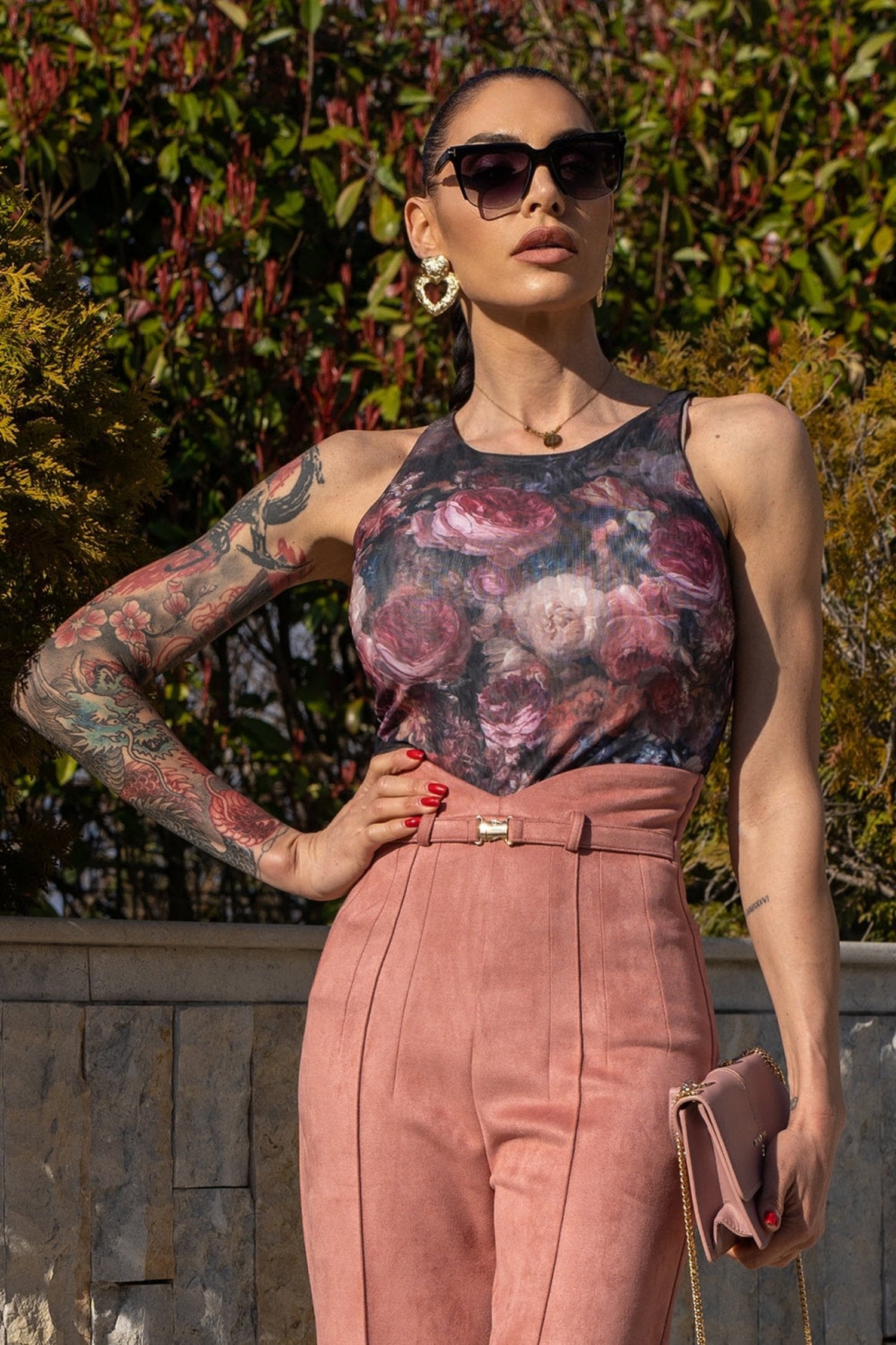 TOP WITH NET - VINTAGE FLOWERS